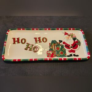 Fitz & Floyd Holiday Home Ceramic Serving‎ Tray, Santa Themed